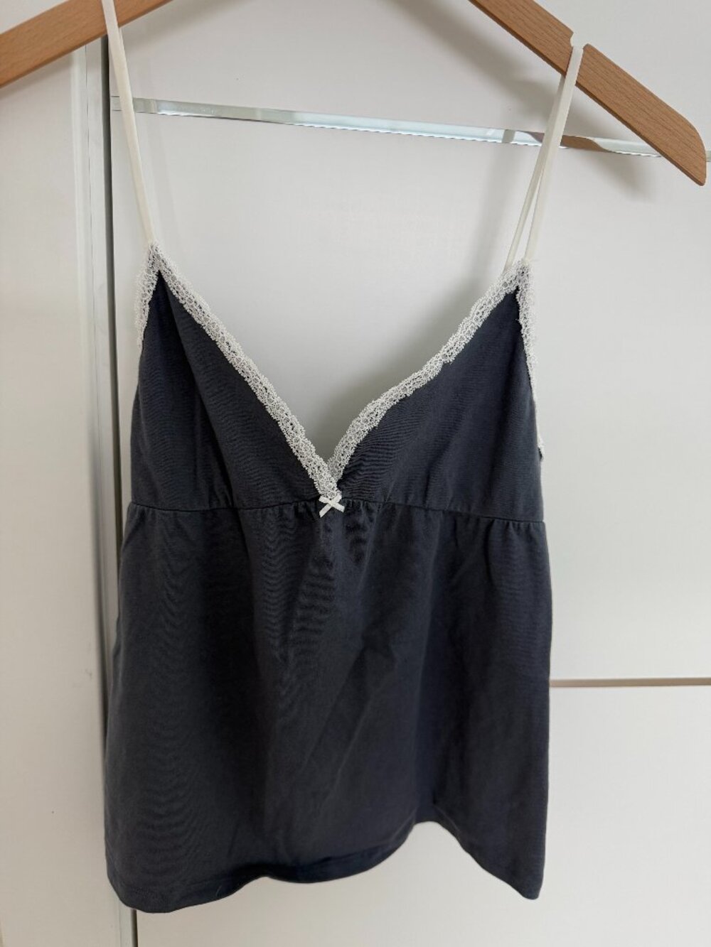Brandy Melville Dark Blue Camisole with White Lace